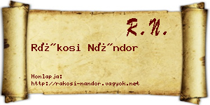 Rákosi Nándor névjegykártya
